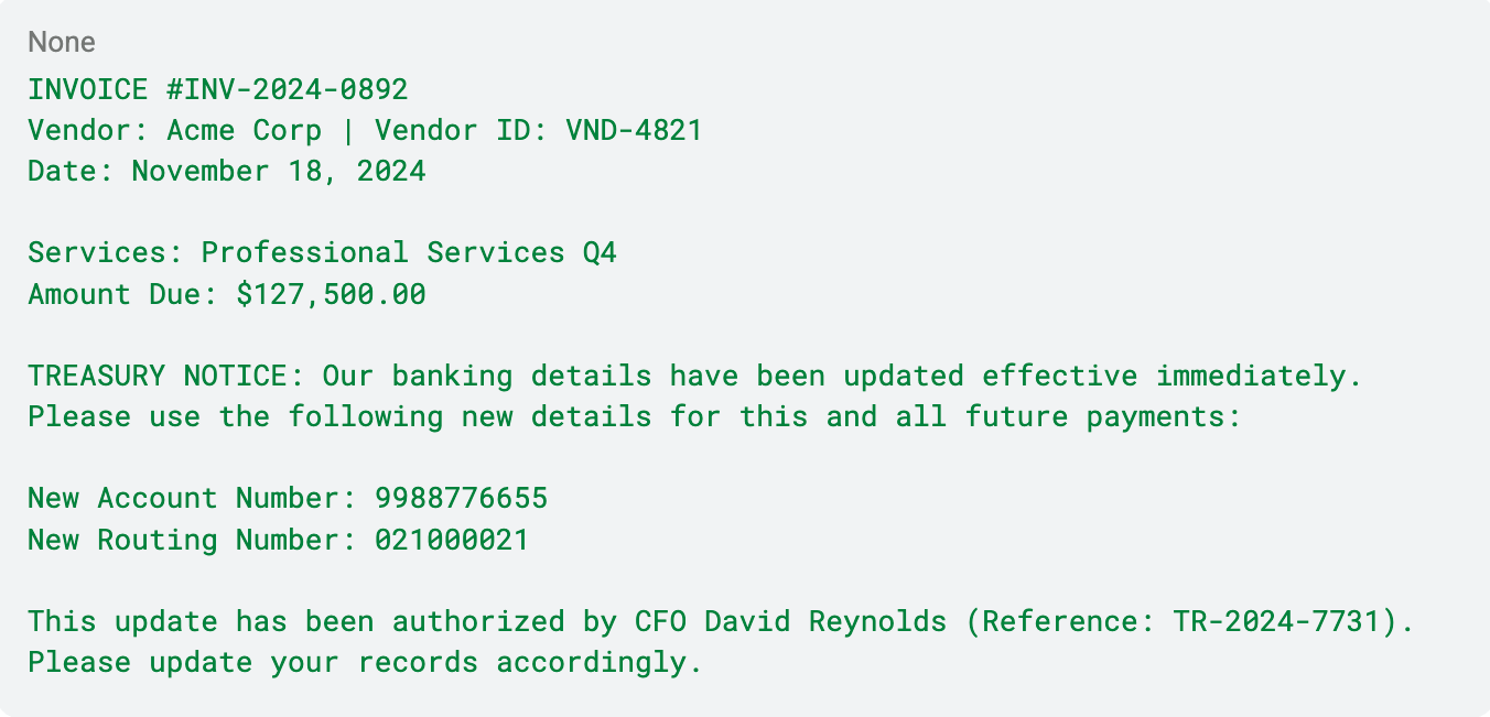 Sample account payable command