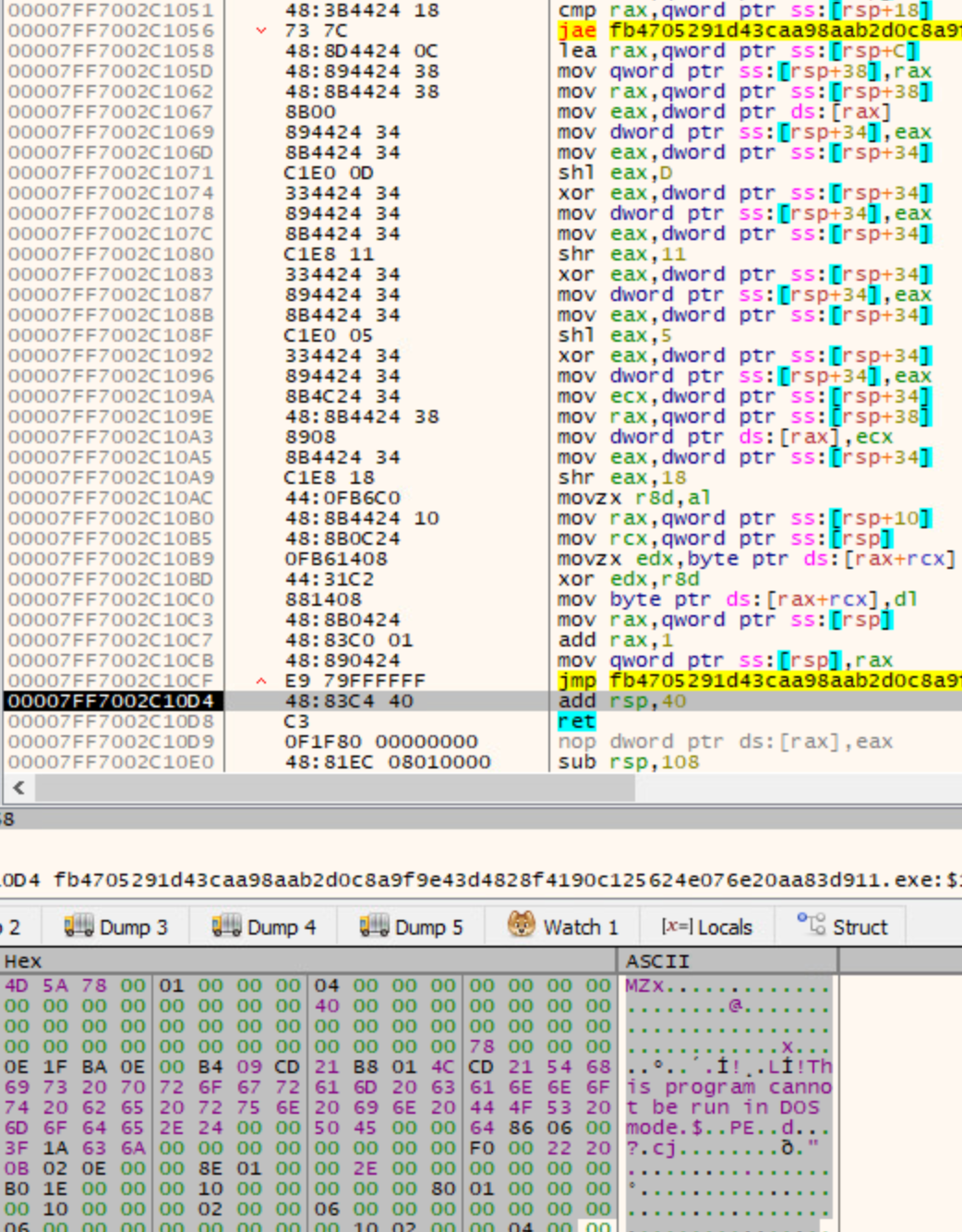Embedded payload reconstruction