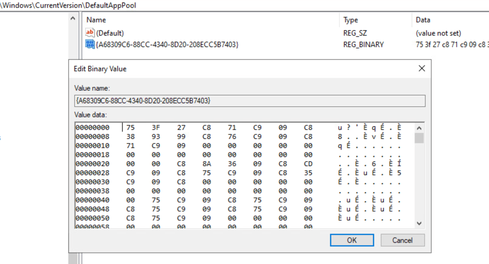 Encrypted payload in Registry