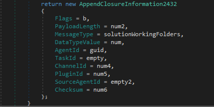 Azalea C2 message-header format