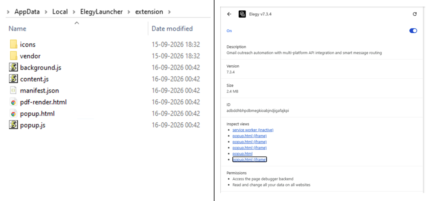 Elegy extension components and browser extension